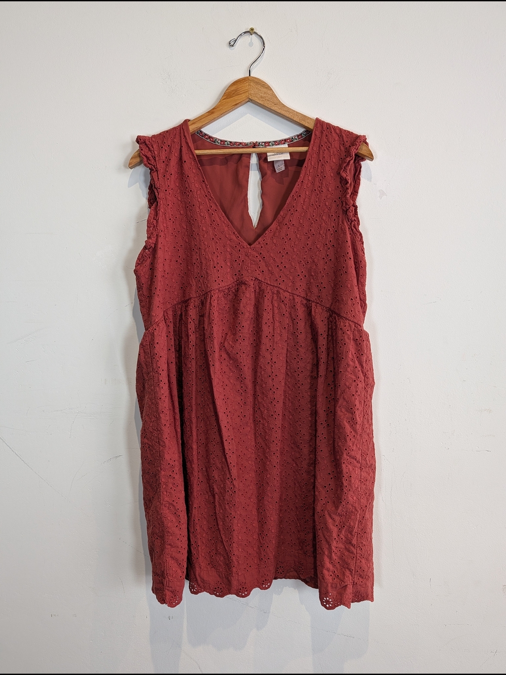 Knox Rose Sleeveless Eyelet V-Neck Tunic Dress, Size Large